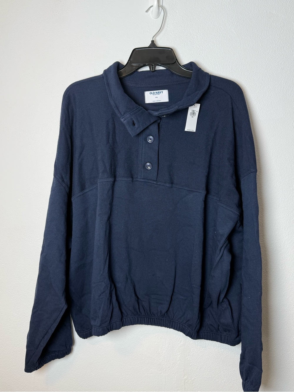 Old Navy Navy Button-Collar Pullover Fleece - Picture 4 of 6